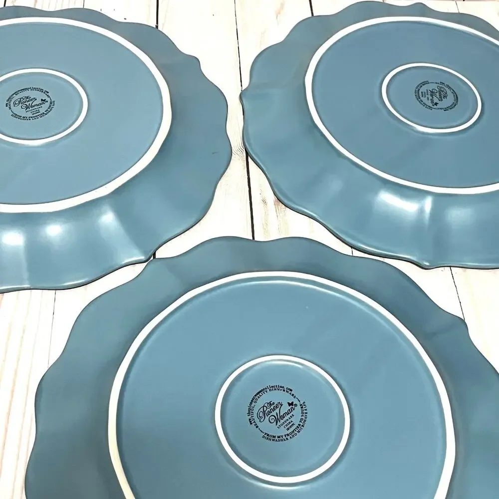 The Pioneer Woman 3-10.5” Denim Dinner Plate Paige Stoneware Crackle Finish